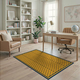 Yellow Honeycomb Hexagon Area Rug with Navy Border