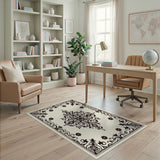 Ornate Black Floral Vintage Area Rug