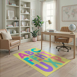 Kids Cartoon Multi-color and Patterns Vibrant ABC Alphabet Kids Area Rug
