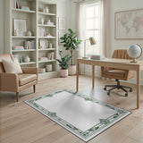 Ornate Green Art Deco Border Rug