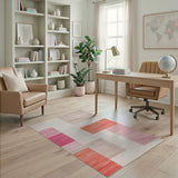 Abstract Geometric Striped Area Rug in Pink Orange Beige