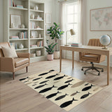 Black Fish Coastal Area Rug