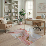 Pink Pink Gold Marble Abstract Area Rug