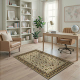Ivory Persian Floral Vine Area Rug