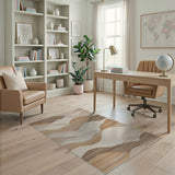 Modern Wavy Hills Brown Tan Area Rug