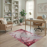 Geometric Pink Cherry Blossom Area Rug