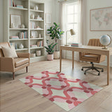 Pink Geometric Diamond Lattice Rug
