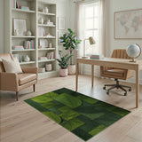 Lush Green Leaf Patchwork Area Rug