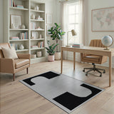 Black White Geometric Arch Area Rug