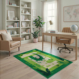 Playful Green Crocodile Kids Green Area Rug