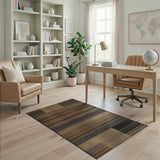 Black Beige Heritage Tribal Geometric Rug
