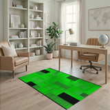 Vibrant Green Grid Matrix Area Rug