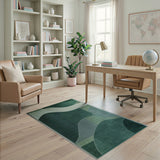 Lush Green Wavy Geometric Area Rug
