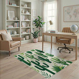 Green Whimsical Green Cactus Succulent Area Rug