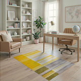 Bold Yellow Block Stripe Geometric Area Rug
