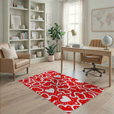 Playful Red Heart Pattern Area Rug