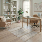 Modern Wavy Beige Neutral Stripe Area Rug