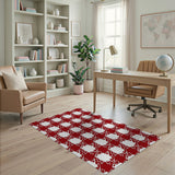 Bold Red White Checkered Area Rug