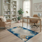 Coastal Beach Starfish Seashell Blue Teal Rug