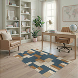 ODIKA Geometric Blue Brown Area Rug