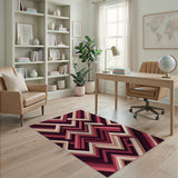 Layered Geometric Red Area Rug