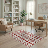 Rustic Farmhouse Bold Red White Checkered Area Rug
