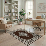 Elegant Brown Persian Medallion Area Rug