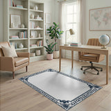 Traditional Persian Navy Ornate Floral Border Area Rug