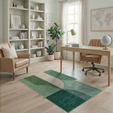 Green Green Geometric Abstract Area Rug