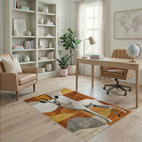 Geometric Oryx Antelope Brown Tan Area Rug