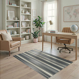 Sleek Grey Vertical Stripe Area Rug