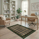 Rustic Pine Plaid Area Rug in Brown Tan