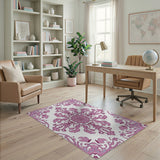 Floral Vintage Pink Vintage Pink Floral Damask Area Rug