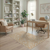 Elegant Beige Floral Swirl Area Rug
