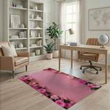 Pink Gerbera Daisy Border Shag Rug