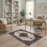 Traditional Persian Beige and Neutral Ornate Beige Persian Medallion Area Rug