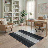 Geometric Modern Bold Black White Striped Geometric Area Rug