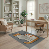 Smiling Orange Tabby Cat Grey Area Rug