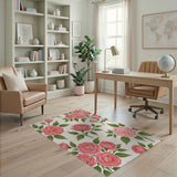 Floral Vintage Blush Pink Roses Floral Vintage Area Rug