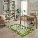ODIKA Washable Butterfly Floral Garden Rug - Non-Slip Low Pile Area Rug