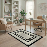 Black and White Black White Geometric Frame Area Rug