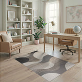 Modern Geometric Abstract Neutral Area Rug