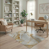 Abstract Area Gold and Silver Gold Veined Marble Abstract Area Rug