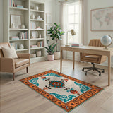 Multi-color and Patterns Teal Orange Medallion Persian Area Rug
