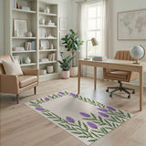 Purple Thistle Floral Border Area Rug