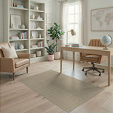 Beige Textured Woven Grid Area Rug