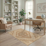 Distressed Brown Medallion Area Rug