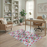 Whimsical Pink Floral Abstract Area Rug