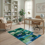 Whimsical Fish Swim Abstract Area Rug