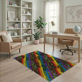 Rainbow Footprint Trail Washable Area Rug